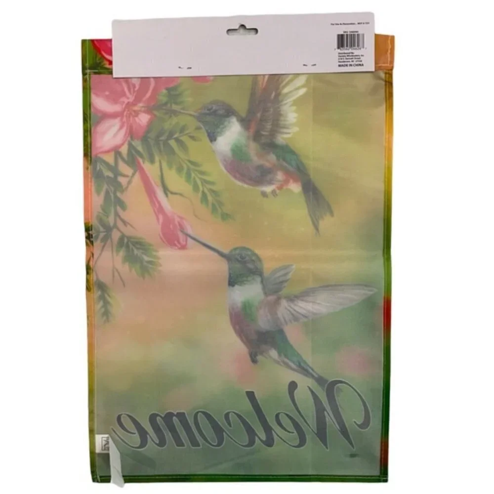 Garden Yard Flag Hummingbirds Garden Welcome Floral Multicolor 12 X 18 in